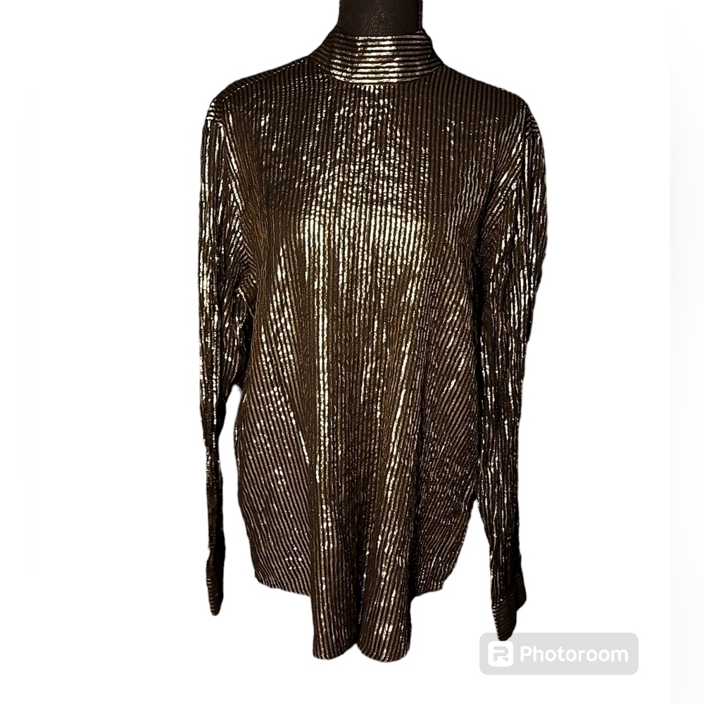 ASOS Design Gold and Black Tie Bow Neck Blouse sz L